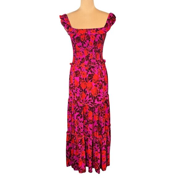 Anthropologie Abel the Label PurpleReign Tiered Maxi Dress Sz.XS Purple Floral - Picture 15 of 15